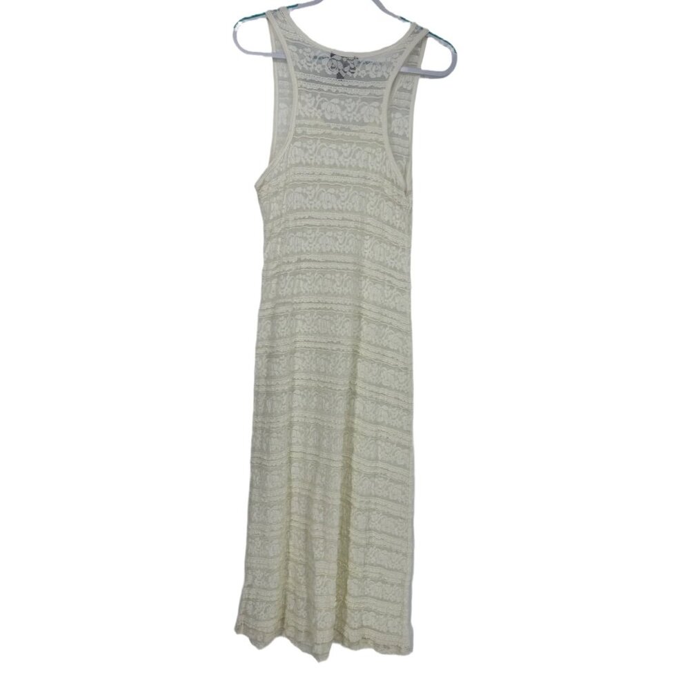 Vintage Cynthia Rowley Off White Sheer Lace Dress Large - Picture 3 of 4